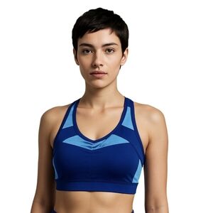 Sport Bra Champion workout top atletic  high impact wire free blue Criss-cross